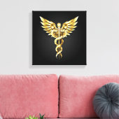 Gouden veelhoekig symbool Caduceus Canvas Afdruk (Insitu (Woonkamer))