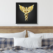 Gouden veelhoekig symbool Caduceus Canvas Afdruk (Insitu (Slaapkamer))