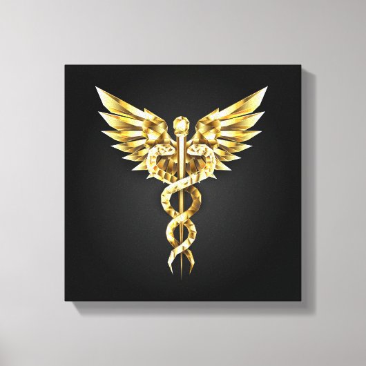 Gouden veelhoekig symbool Caduceus Canvas Afdruk (Voorkant)
