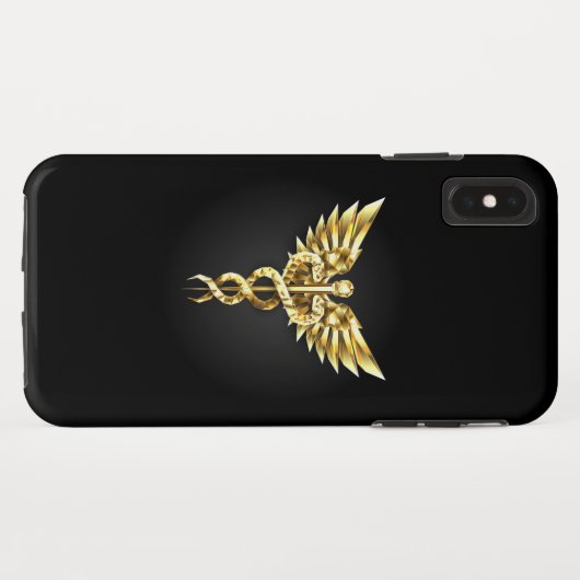 Gouden veelhoekig symbool Caduceus Case-Mate iPhone Case (Achterkant (horizontaal))