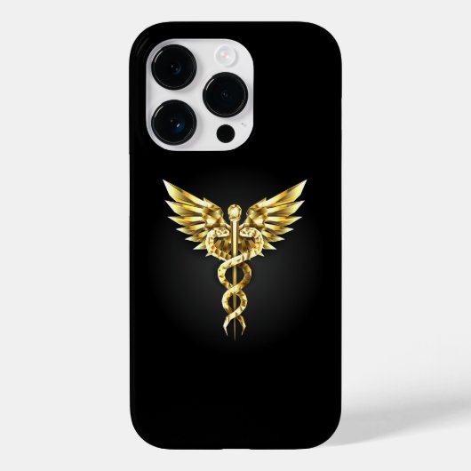 Gouden veelhoekig symbool Caduceus Case-Mate iPhone Case (Achterkant)