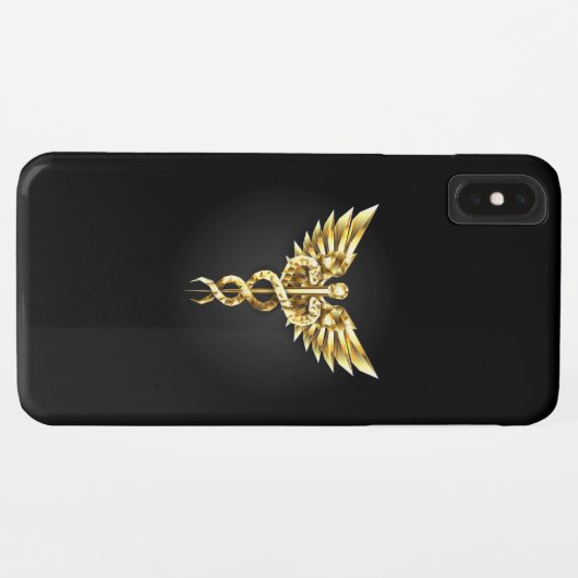 Gouden veelhoekig symbool Caduceus Case-Mate iPhone Case (Achterkant (horizontaal))