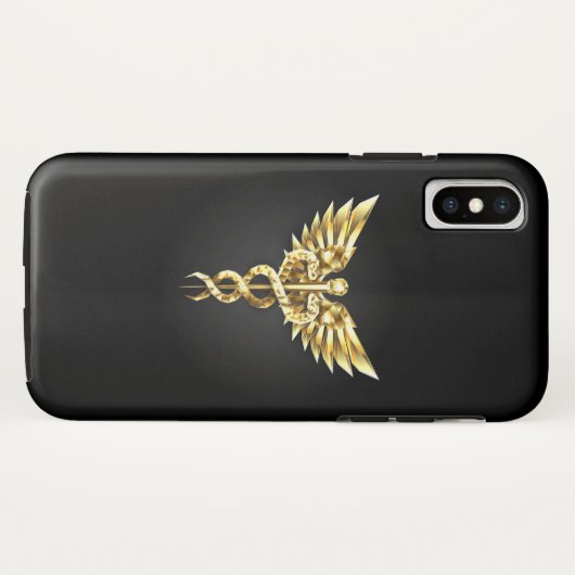 Gouden veelhoekig symbool Caduceus Case-Mate iPhone Case (Achterkant (horizontaal))