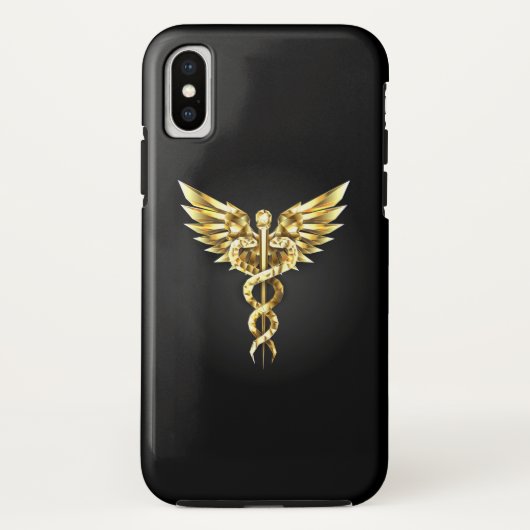 Gouden veelhoekig symbool Caduceus Case-Mate iPhone Case (Achterkant)