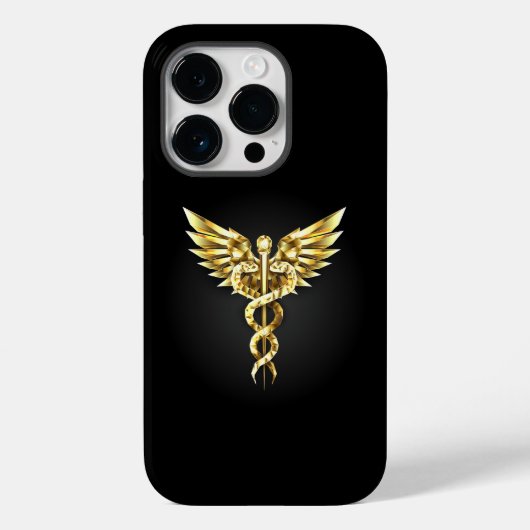 Gouden veelhoekig symbool Caduceus Case-Mate iPhone Case (Achterkant)
