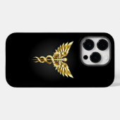 Gouden veelhoekig symbool Caduceus Case-Mate iPhone Case (Achterkant (horizontaal))