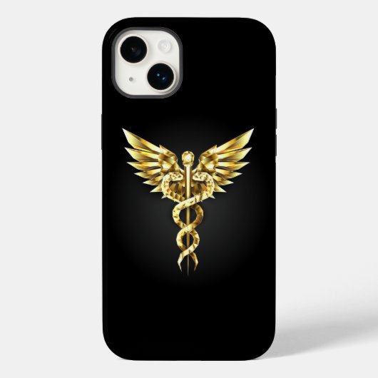 Gouden veelhoekig symbool Caduceus Case-Mate iPhone Case (Achterkant)