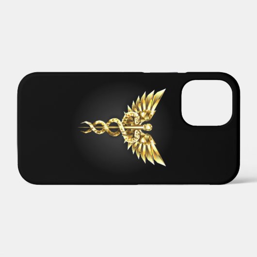 Gouden veelhoekig symbool Caduceus Case-Mate iPhone Case (Achterkant (horizontaal))