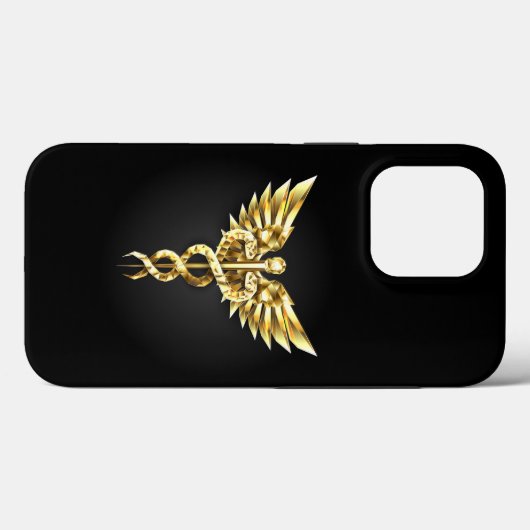 Gouden veelhoekig symbool Caduceus Case-Mate iPhone Case (Achterkant (horizontaal))