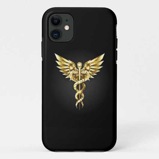 Gouden veelhoekig symbool Caduceus Case-Mate iPhone Case (Achterkant)
