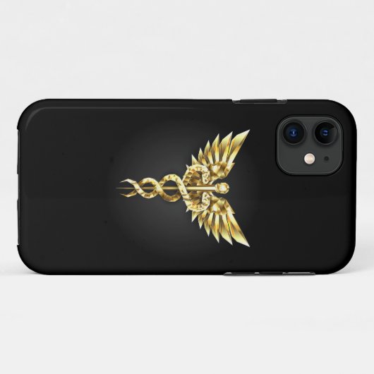 Gouden veelhoekig symbool Caduceus Case-Mate iPhone Case (Achterkant (horizontaal))