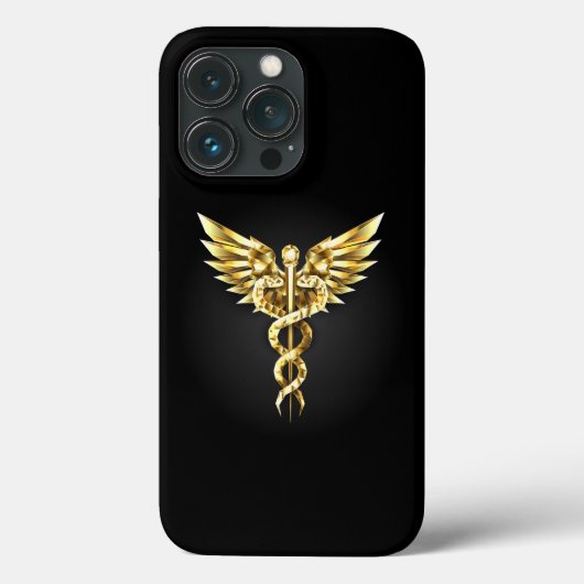 Gouden veelhoekig symbool Caduceus Case-Mate iPhone Case (Achterkant)