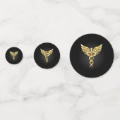 Gouden veelhoekig symbool Caduceus Confetti (Voorkanten)