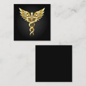 Gouden veelhoekig symbool Caduceus Contactkaartje (Voorkant / Achterkant)