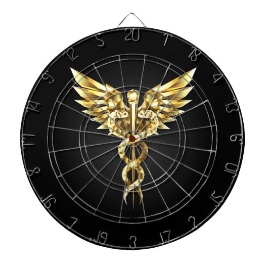 Gouden veelhoekig symbool Caduceus Dartbord (Voorkant)