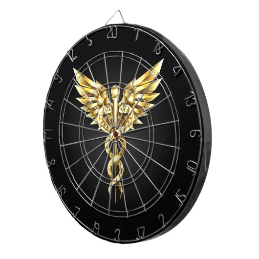 Gouden veelhoekig symbool Caduceus Dartbord (Voorkant Rechts)