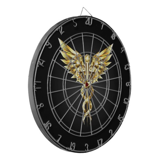 Gouden veelhoekig symbool Caduceus Dartbord (Voorkant Links)