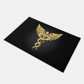 Gouden veelhoekig symbool Caduceus Deurmat (Schuin)
