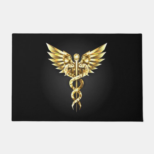 Gouden veelhoekig symbool Caduceus Deurmat (Voorkant)