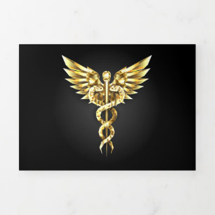 Gouden veelhoekig symbool Caduceus Drieluik Aankondiging