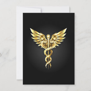 Gouden veelhoekig symbool Caduceus Feestdagenkaart