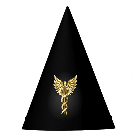 Gouden veelhoekig symbool Caduceus Feesthoedjes (Voorkant)