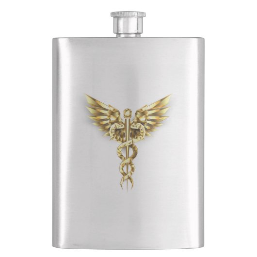 Gouden veelhoekig symbool Caduceus Flacon (Voorkant)