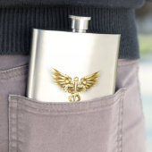 Gouden veelhoekig symbool Caduceus Flacon (Voorbeeld)
