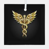 Gouden veelhoekig symbool Caduceus Glas Ornament (Achterkant)