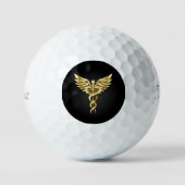 Gouden veelhoekig symbool Caduceus Golfballen (Voorkant)