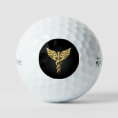 Gouden veelhoekig symbool Caduceus Golfballen (Voorkant)
