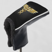 Gouden veelhoekig symbool Caduceus Golfheadcover (3/4 voorkant)