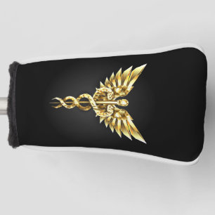 Gouden veelhoekig symbool Caduceus Golfheadcover