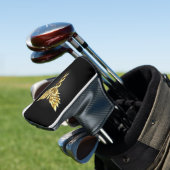 Gouden veelhoekig symbool Caduceus Golfheadcover (Insitu)