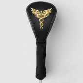 Gouden veelhoekig symbool Caduceus Golfheadcover (Voorkant)