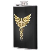 Gouden veelhoekig symbool Caduceus Heupfles (Links)