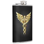 Gouden veelhoekig symbool Caduceus Heupfles (Rechts)