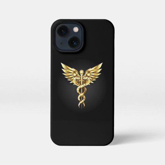 Gouden veelhoekig symbool Caduceus iPhone Hoesje (Achterkant)