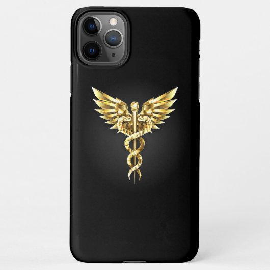 Gouden veelhoekig symbool Caduceus iPhone Hoesje (Achterkant)