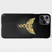Gouden veelhoekig symbool Caduceus iPhone Hoesje (Achterkant horizontaal)