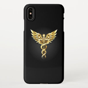 Gouden veelhoekig symbool Caduceus iPhone XS Max Hoesje