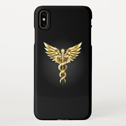 Gouden veelhoekig symbool Caduceus iPhone Hoesje (Achterkant)