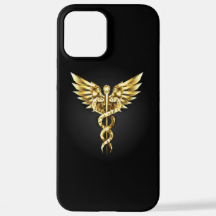 Gouden veelhoekig symbool Caduceus iPhone 12 Pro Max Hoesje