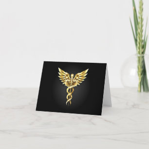 Gouden veelhoekig symbool Caduceus Kaart