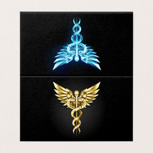 Gouden veelhoekig symbool Caduceus Kaart (Buitenkant ongevouwen)