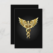 Gouden veelhoekig symbool Caduceus Kaart (Voorkant / Achterkant)