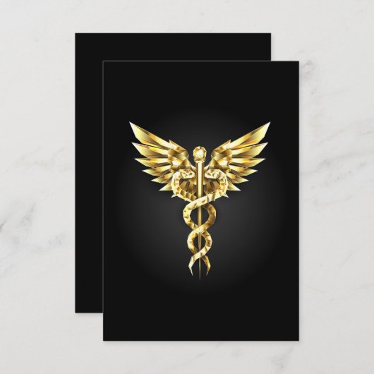 Gouden veelhoekig symbool Caduceus Kaart (Voorkant / Achterkant)