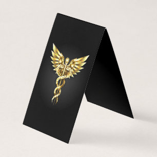 Gouden veelhoekig symbool Caduceus Kaart