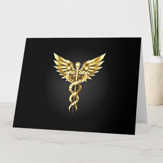 Gouden veelhoekig symbool Caduceus Kaart (Voorkant)