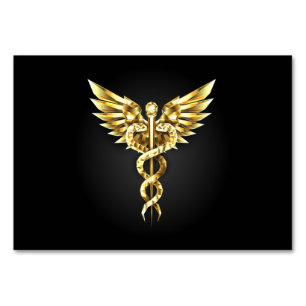 Gouden veelhoekig symbool Caduceus Kaart